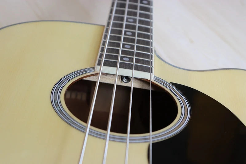 Acoustic Electric Bass Guitar 4 String High Gloss Acoustic Bass 43 Inch Natural Color Black Color Cutaway Bass Guitar with EQ