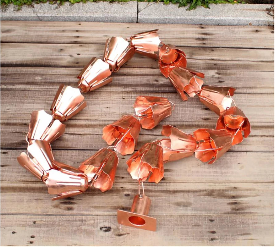 2.6m Copper Falling Water Diversion Chain Rain Bell Temple Eaves Drainage Chain Homestay Villa Courtyard Garden Rain Guide Chain