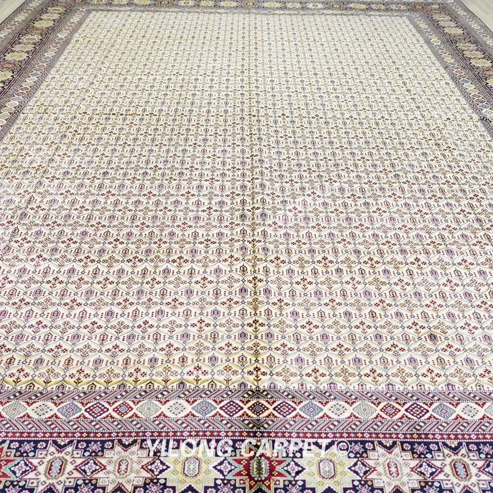 Yilong 12'x18' Oversized Hand Knotted Silk Carpet Large All Over Area Rug (TJ323A)