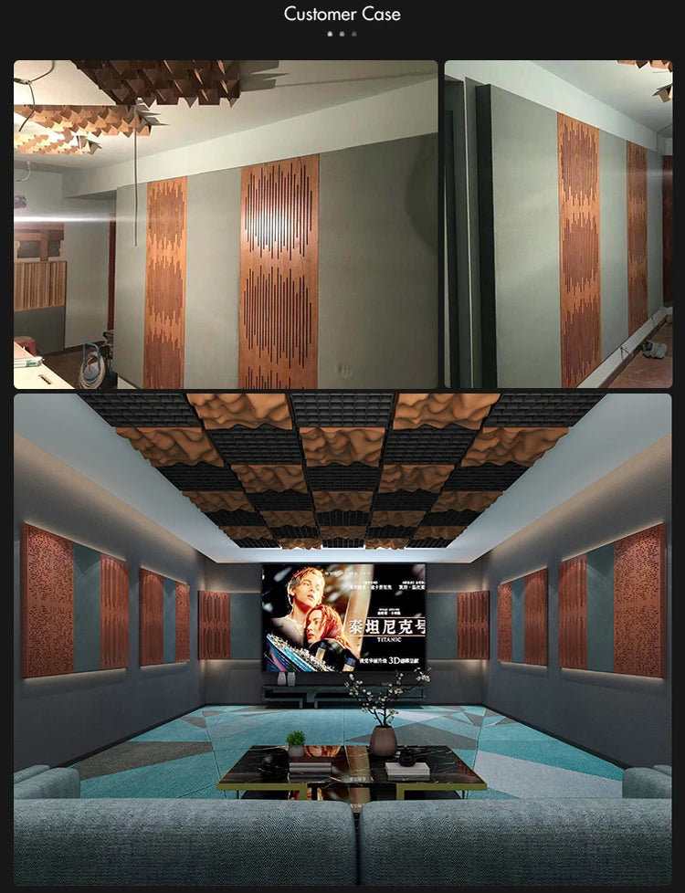 2 Pcs/Pack Singapore Professional Hall Perforated Wood Sound-Absorbing Panel 120x60cm Theatre Audience Studio Acoustic Diffuser