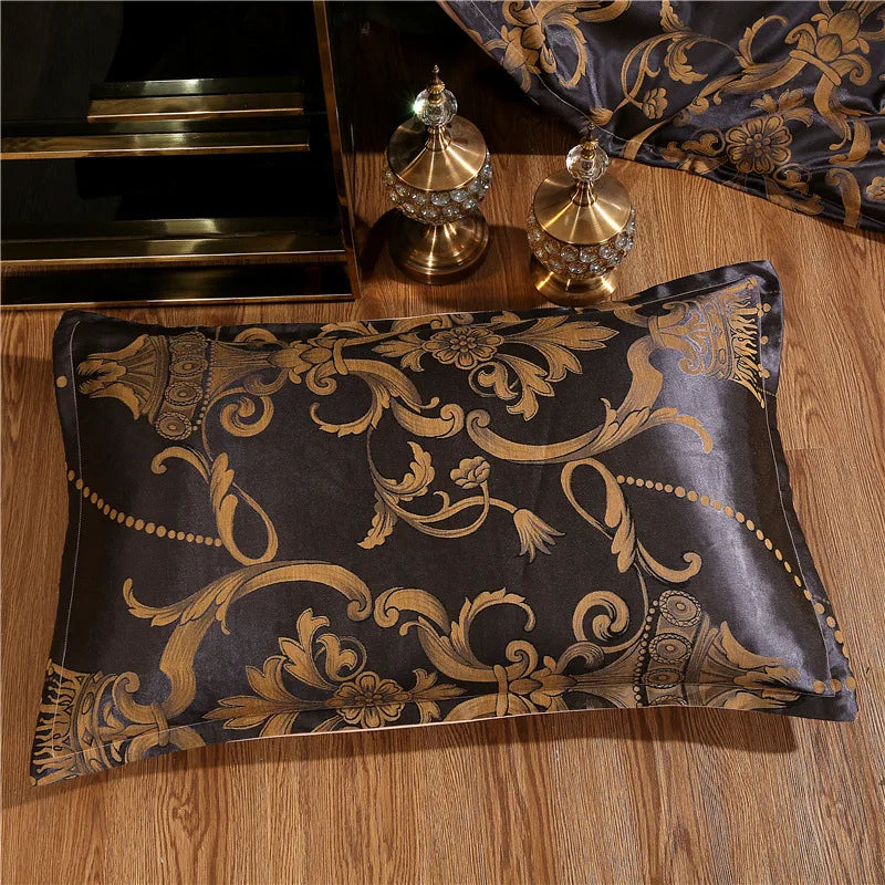 Satin Jacquard Bedding Set Luxury Bed Linens European Style Duvet Cover Queen King Size For Adults