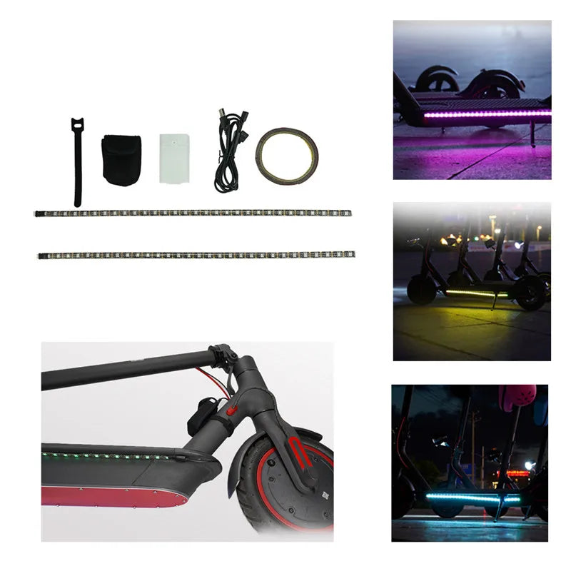 Electric Scooter LED Strip Flashlight Bar Lamp for Xiaomi M365 1S Pro 2 Scooter Skateboard Safety Warning Replacement Parts