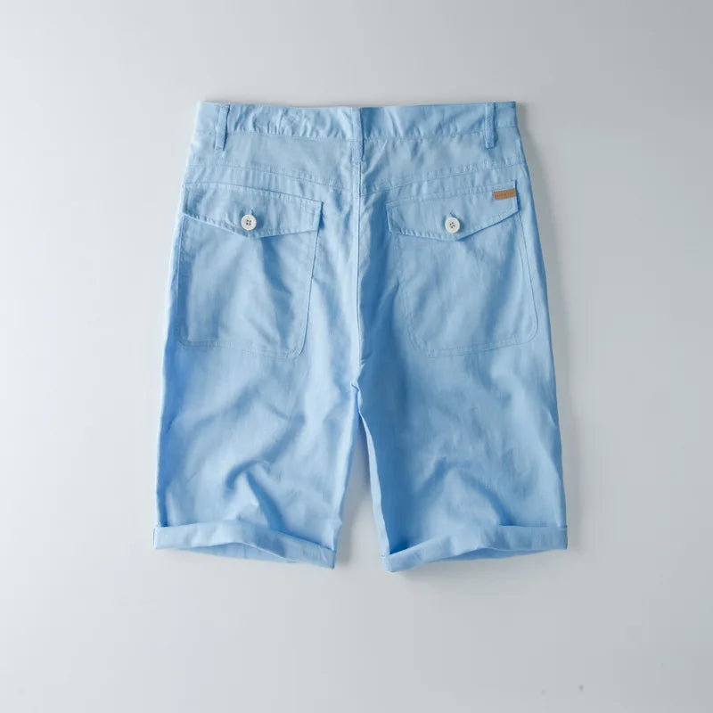 Designer new linen shorts men casual beach short men brand wild leisure solid Cargo shorts for men bermuda masculina bermudas