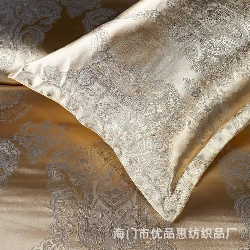 Satin Jacquard Bedding Set Luxury Bed Linens European Style Duvet Cover Queen King Size For Adults