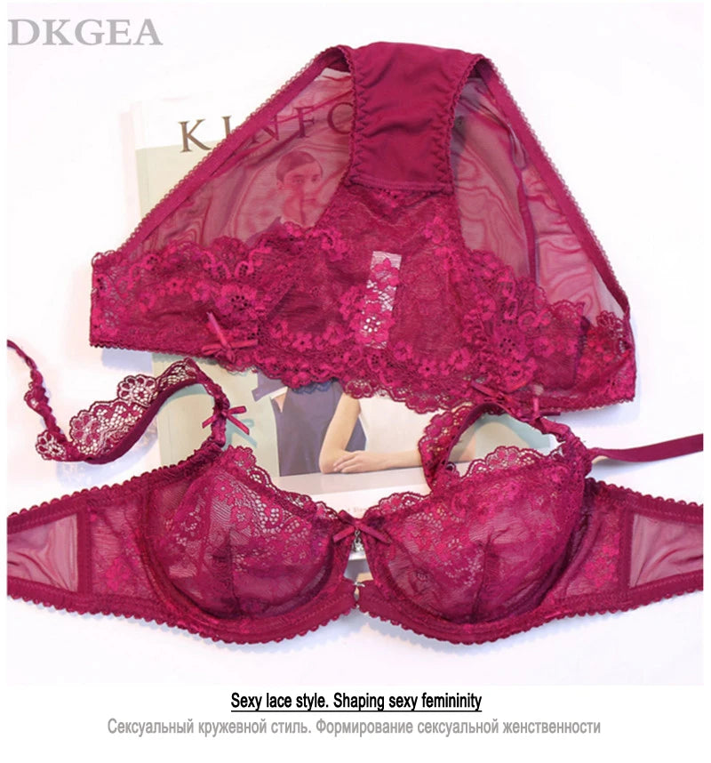 2020 New Lace Bra Set Transparent Plus Size C D Cup Underwear Women Ultrathin Sexy Lingerie Set Black Brand Bra And Panty Set