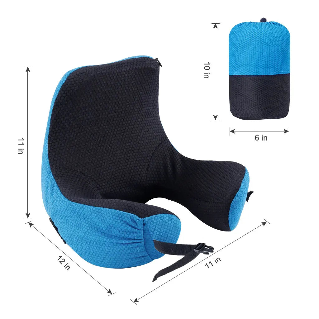 6-in-1 Neck Pillow Long Haul Astronaut Memory Foam Travel Detachable Hood Adjustable Ages Side Elastic Pocket Neck Cushion Plane