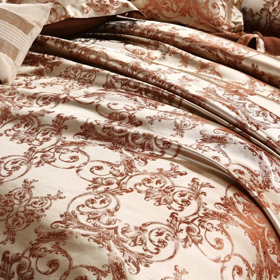 Satin Jacquard Bedding Set Luxury Bed Linens European Style Duvet Cover Queen King Size For Adults