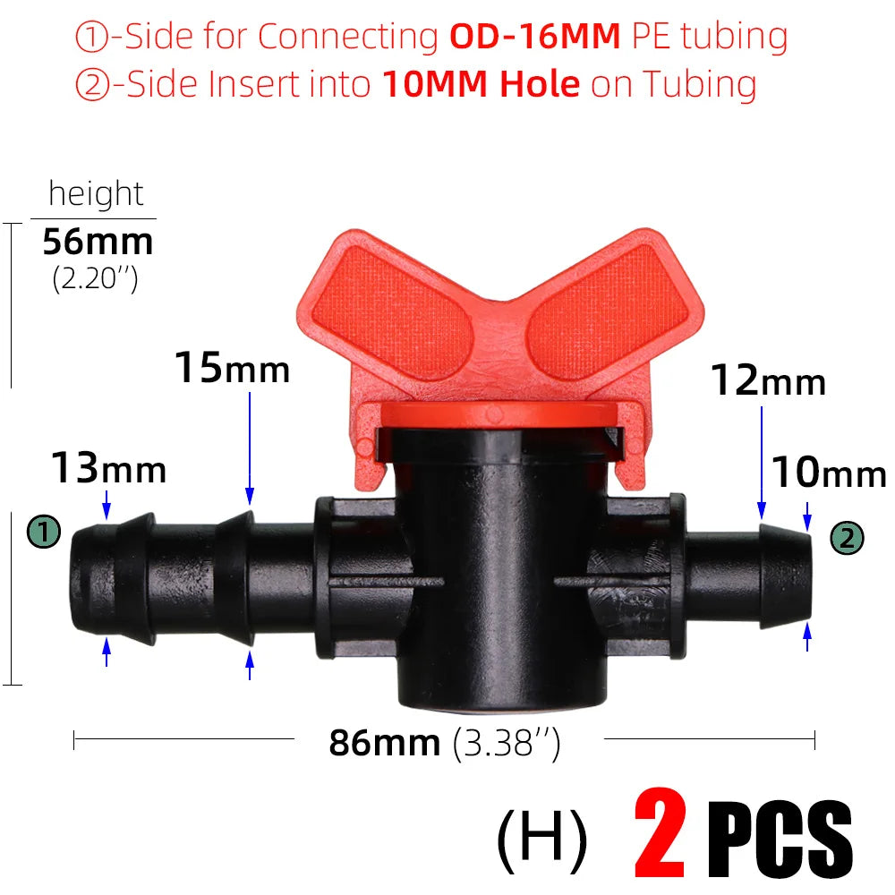16mm 20mm 25mm 4/7mm 8/11mm Shut-off Valve Garden Hose Waterstop Barb Connector 1/4'' 1/2'' 3/4'' Drip Irrigation Valve Fittings