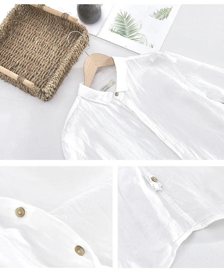 Men Spring Autumn High Quality Healthy 100% Linen Shirts Vintage Wrinkled Soft Breathable Slim Fit Tops Business Casual Shirts