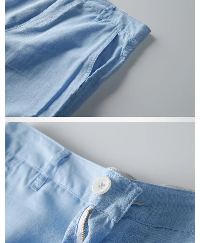 Designer new linen shorts men casual beach short men brand wild leisure solid Cargo shorts for men bermuda masculina bermudas