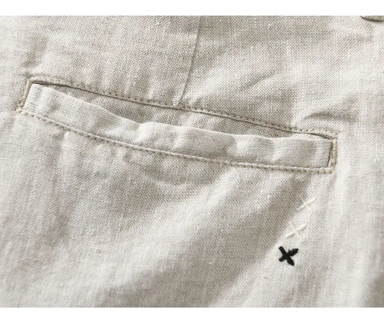 Summer New 100% Linen Casual Shorts Men Clothing Slim Solid Color Streetwear Pants Oversize B8216