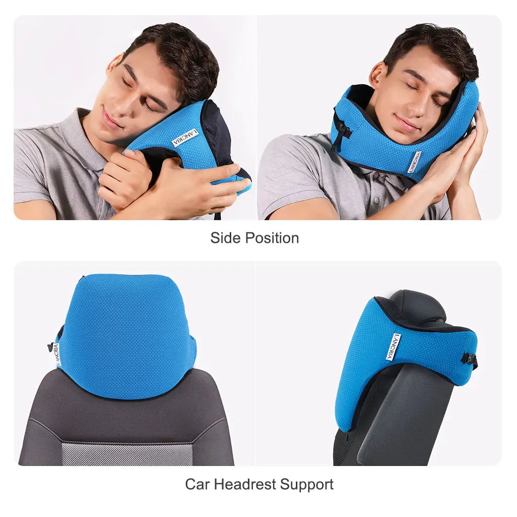 6-in-1 Neck Pillow Long Haul Astronaut Memory Foam Travel Detachable Hood Adjustable Ages Side Elastic Pocket Neck Cushion Plane