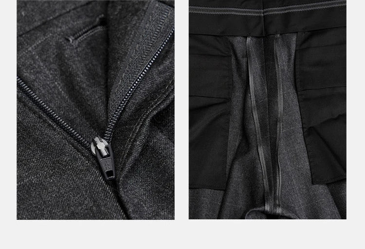 100% Wool Mens Suits Set Blazer + Pant High Quality Dark Deep Grey Christmas Party Wear Single Breasted Thin Formal Clothing 46A