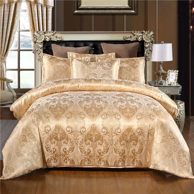 Satin Jacquard Bedding Set Luxurious Solid European Style Duvet Cover King Queen Bed Pillowcases 2020 New