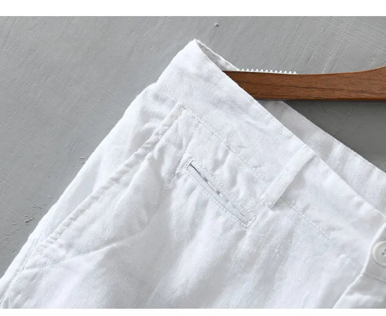 Summer New 100% Linen Casual Shorts Men Clothing Slim Solid Color Streetwear Pants Oversize B8216