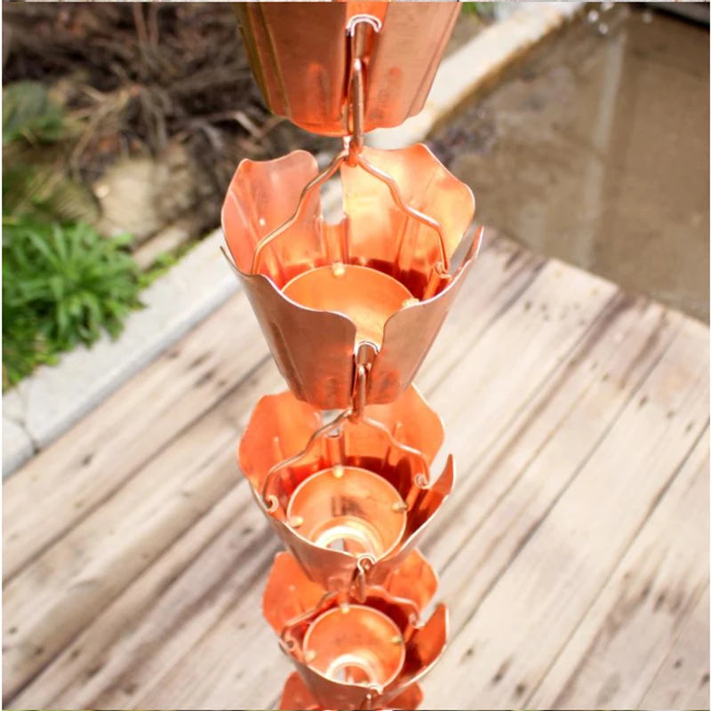 2.6m Copper Falling Water Diversion Chain Rain Bell Temple Eaves Drainage Chain Homestay Villa Courtyard Garden Rain Guide Chain
