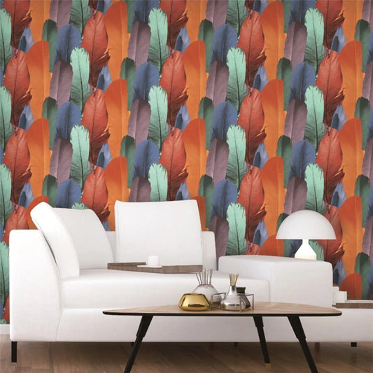 wellyu Color large feather pattern Nordic wallpaper Studio theater KTV bar box clothing store hall sofa background wallpaper