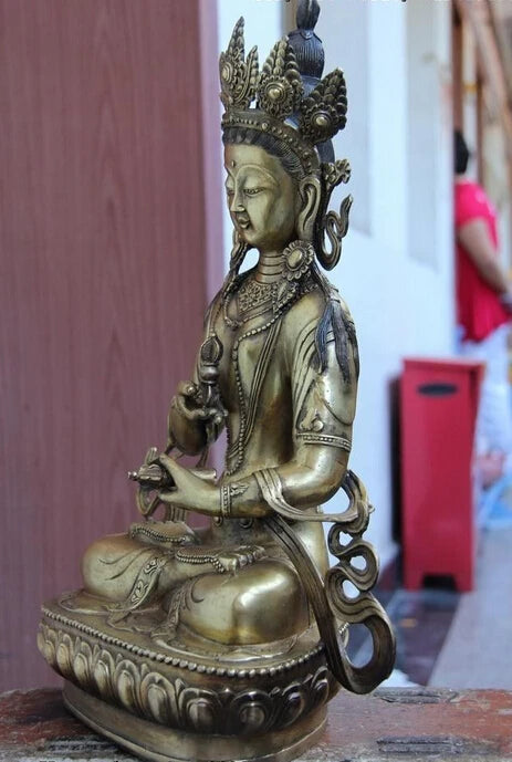17 Tibet Buddhism Copper Bronze Gild Vajrasattva kwan-yin Goddess Buddha Statue Copper garden decoration