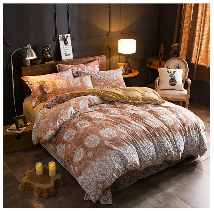 2018 Spring 5D Carved Classic bedding set Flannel and Coral fleece cotton bed linen duvet cover sets
