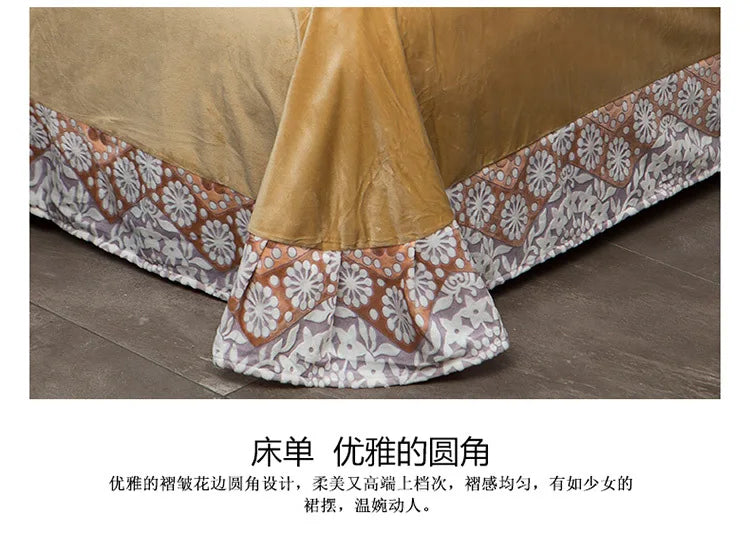 2018 Spring 5D Carved Classic bedding set Flannel and Coral fleece cotton bed linen duvet cover sets