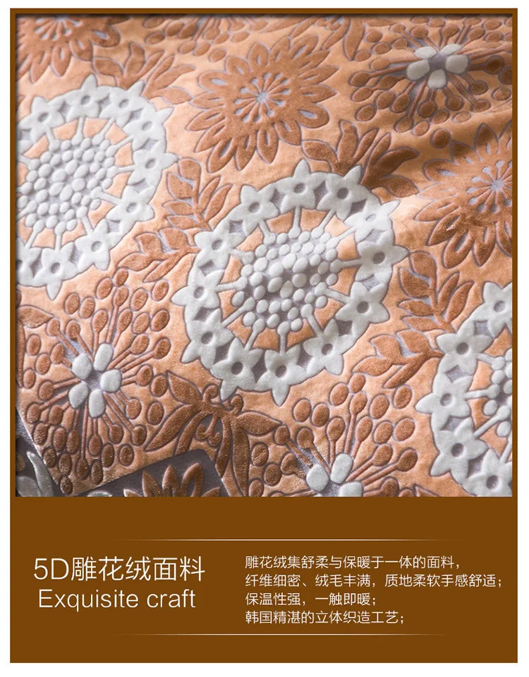 2018 Spring 5D Carved Classic bedding set Flannel and Coral fleece cotton bed linen duvet cover sets