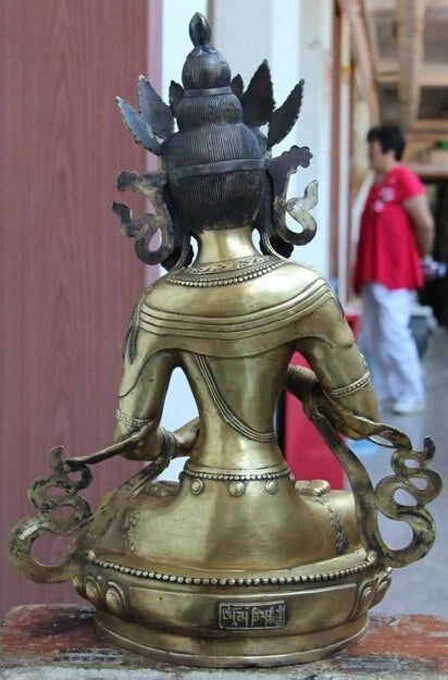 17 Tibet Buddhism Copper Bronze Gild Vajrasattva kwan-yin Goddess Buddha Statue Copper garden decoration