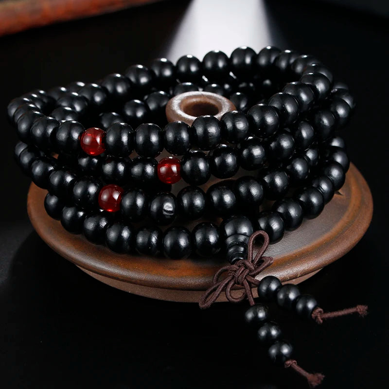 1Pcs 8mm Natural Sandalwood Buddhist Buddha Meditation Wood Prayer Bead Mala Bracelet Bangles Women Men Jewelry 108 Beads Bijoux