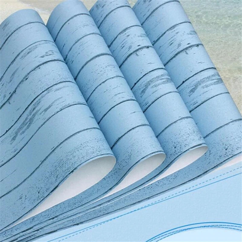 wellyu Vintage Mediterranean woodgrain nonwoven wallpaper Clothing shop studio bedroom living room full wallpaper