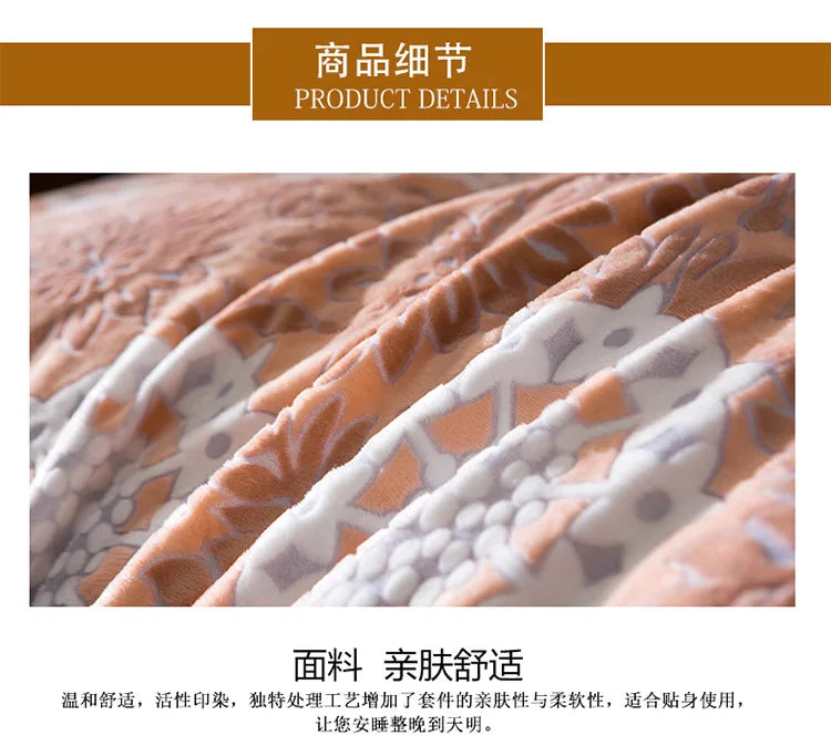 2018 Spring 5D Carved Classic bedding set Flannel and Coral fleece cotton bed linen duvet cover sets