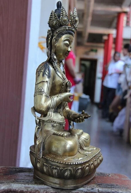 17 Tibet Buddhism Copper Bronze Gild Vajrasattva kwan-yin Goddess Buddha Statue Copper garden decoration