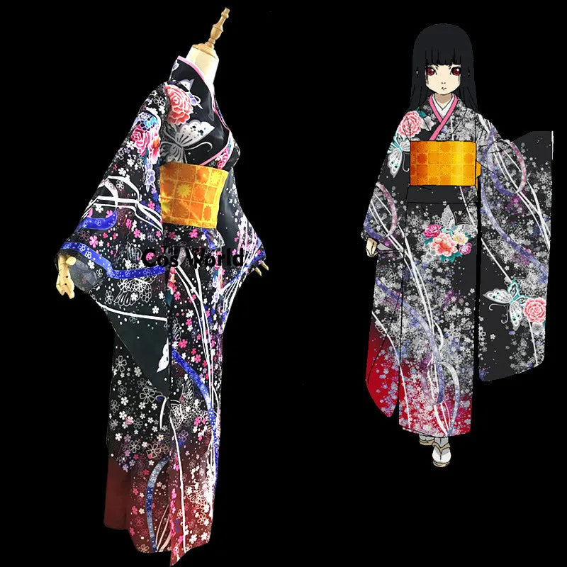 Jigoku Shoujo Enma Ai Kimono Yukata Maid Dress Outfit Uniform Anime Cosplay Costumes