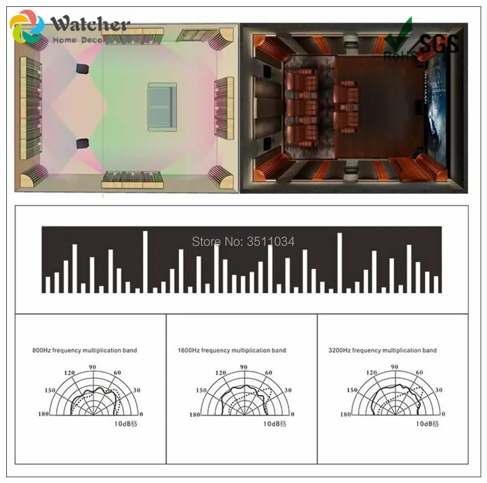 1box 2pcs 120x60x10cmWide-band diffuser wood Full frequency diffuser  Acoustic Sound Diffuser Diffusor Treatment Panel Studio