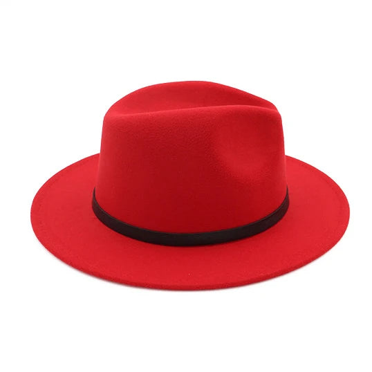 2019 Felt Hats Black For Women With Wide Brim Belt Church Men Jazz Godfather Fedora Hat Trilby Gangsters Winter Chapeau Femme