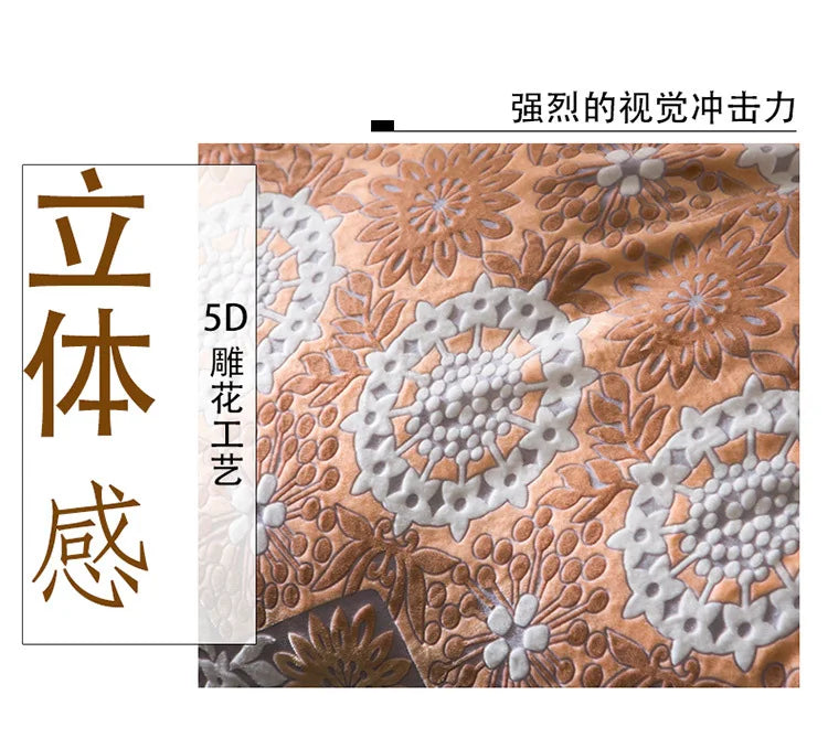 2018 Spring 5D Carved Classic bedding set Flannel and Coral fleece cotton bed linen duvet cover sets