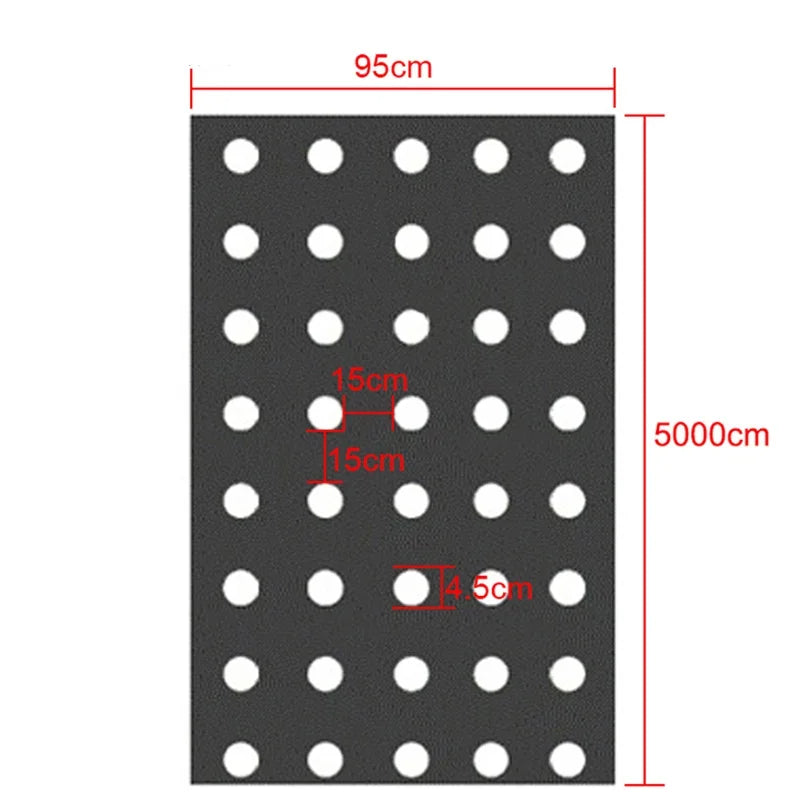 5Holes 0.95*50m 0.02mm Black Garden Greenhouse Vegetables Membrane Agricultural Plants Mulch Seeding Plastic Perforated PE Film