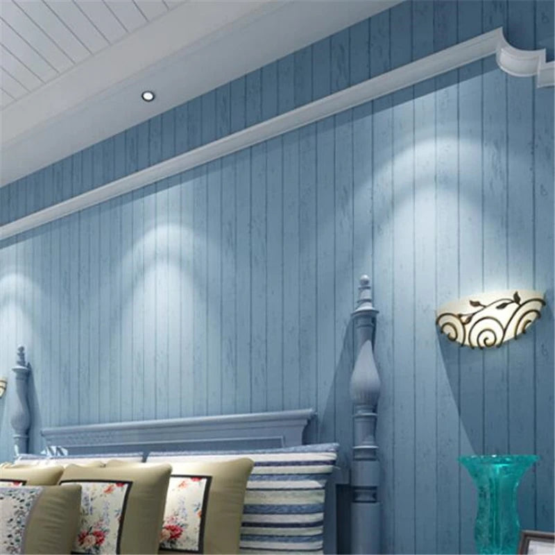 wellyu Vintage Mediterranean woodgrain nonwoven wallpaper Clothing shop studio bedroom living room full wallpaper