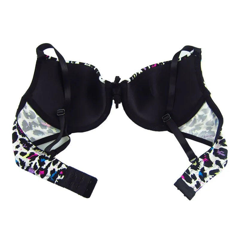 Special Price Women Bra Sexy Leopard Print Bras Everyday Underwire Underwear Tow Hook-And-Eye Small Cup 34-36 A-B-C-D