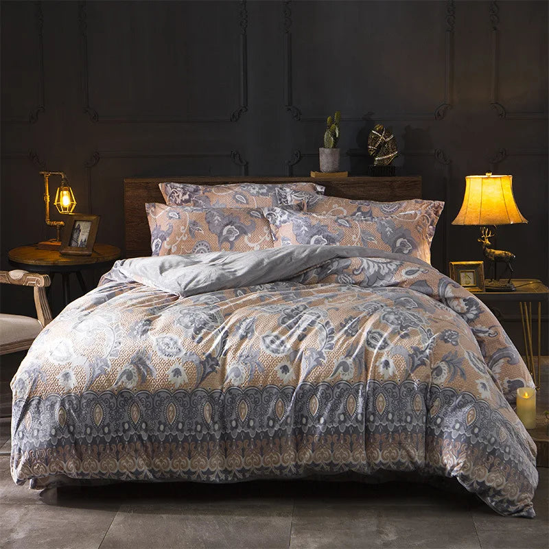 2018 Spring 5D Carved Classic bedding set Flannel and Coral fleece cotton bed linen duvet cover sets
