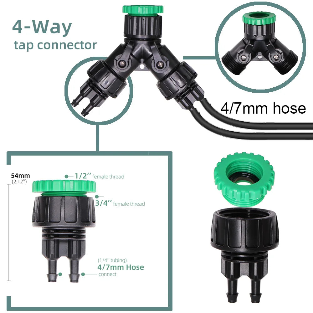 1Kit Garden Automatic Micro Green Drip Irrigation Kit Watering System Timer 4/7&3/5mm Hose Elbow Arrow Emitter for Bonsai Plant