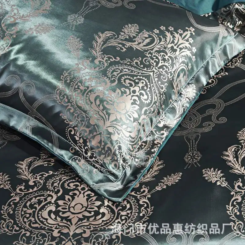 Satin Jacquard Bedding Set Luxury Bed Linens European Style Duvet Cover Queen King Size For Adults