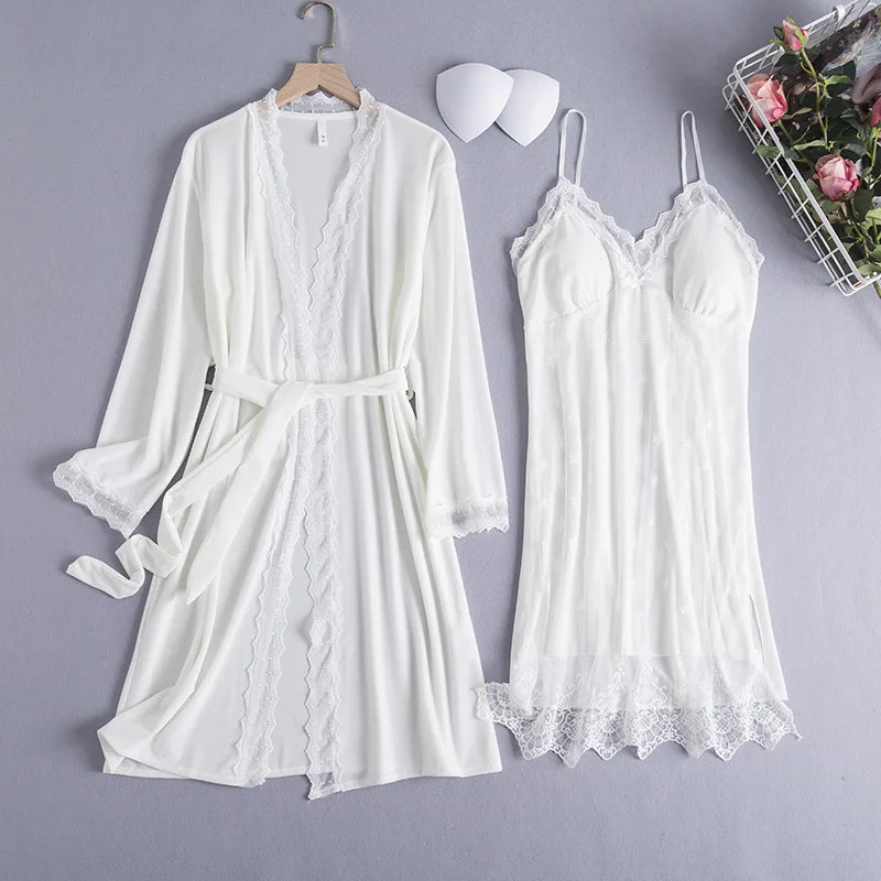 Kimono Robe Velvet Sleepwear Women Casual 2PCS Sleep Set Long Sleeve Bathrobe Gown Novelty Autumn New Velour Home Clothing