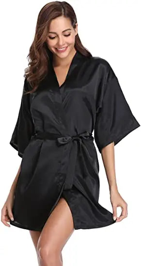 Satin Robe Female Intimate Lingerie Sleepwear Silky Bridal Wedding Gift Casual Kimono Bathrobe Gown Nightgown Sexy Nightwear