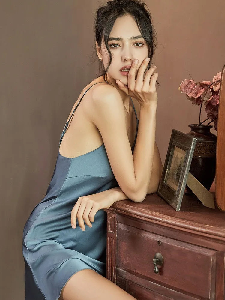Satin Robe Set Sexy Women Sleepwear Casual Intimate Lingerie Faux Silk Nightdress Kimono Bathrobe Gown V-Neck Nightwear