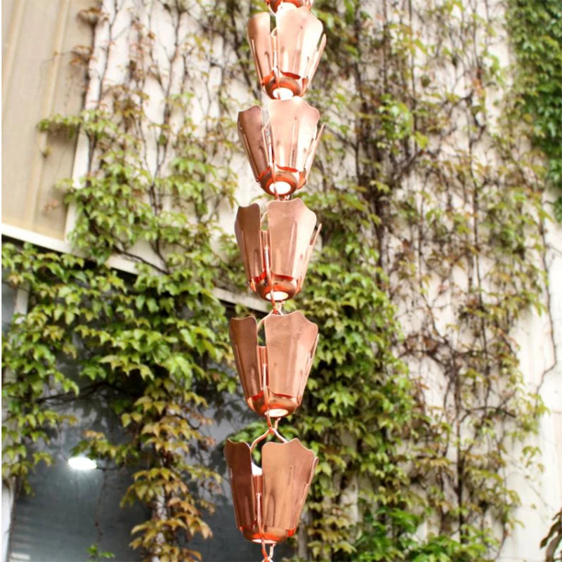 2.6m Copper Falling Water Diversion Chain Rain Bell Temple Eaves Drainage Chain Homestay Villa Courtyard Garden Rain Guide Chain