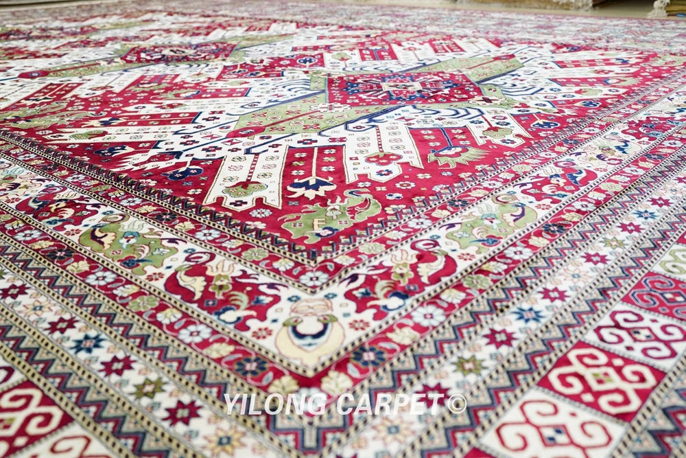 Yilong 14'x20' Oversize Silk Oriental Rug Handwoven Afghan Rug Carpet Home Office (TJ325A)