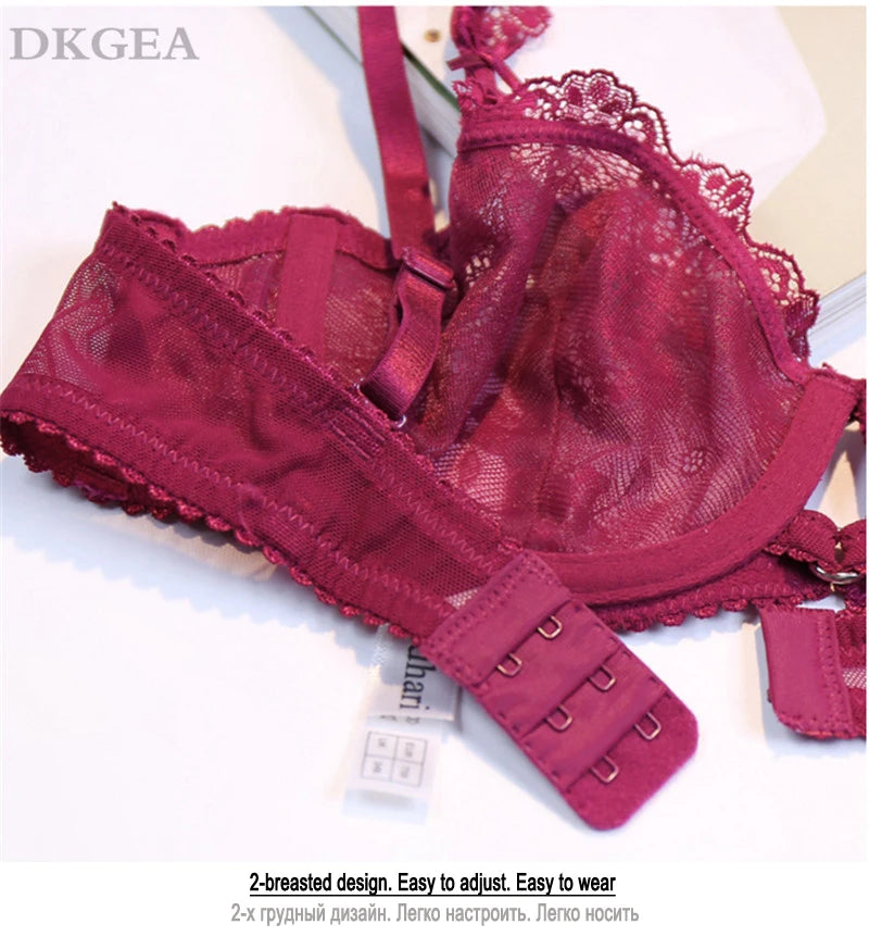 2020 New Lace Bra Set Transparent Plus Size C D Cup Underwear Women Ultrathin Sexy Lingerie Set Black Brand Bra And Panty Set