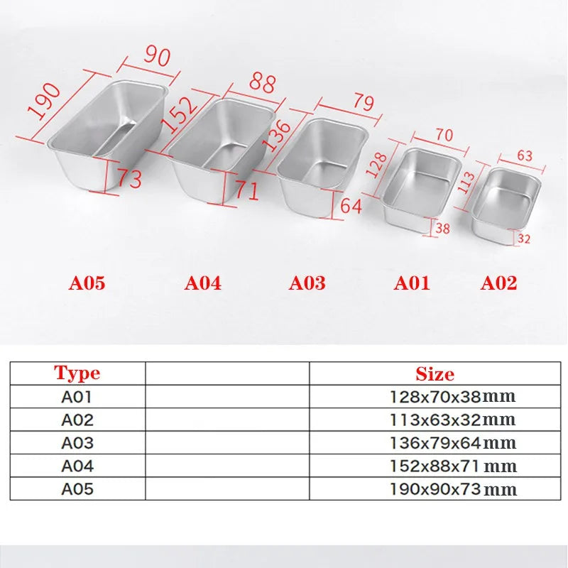 5 Size Aluminium Loaf Pan Rectangle Baking Cake Mold Bread Tin Tray Non-Stick Cheese Box Brownie Cake Decorating Tools