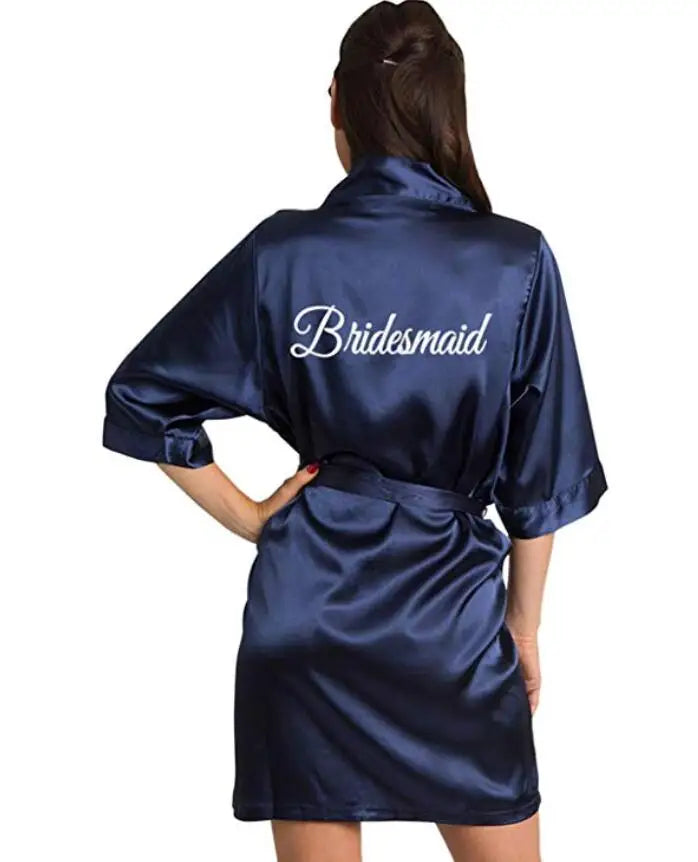 Burgundy Satin Kimono Robes women short pajamas dressing gown wine red Bridesmaid Gift team bride Bridal Party Robes