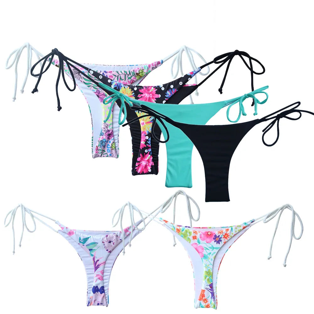Wholesale Womens Bikini Bottoms Sexy Swimsuit Thong Vintage Swimwear Black Brazilian Biquini Designer Bikinis T-back Cheeky