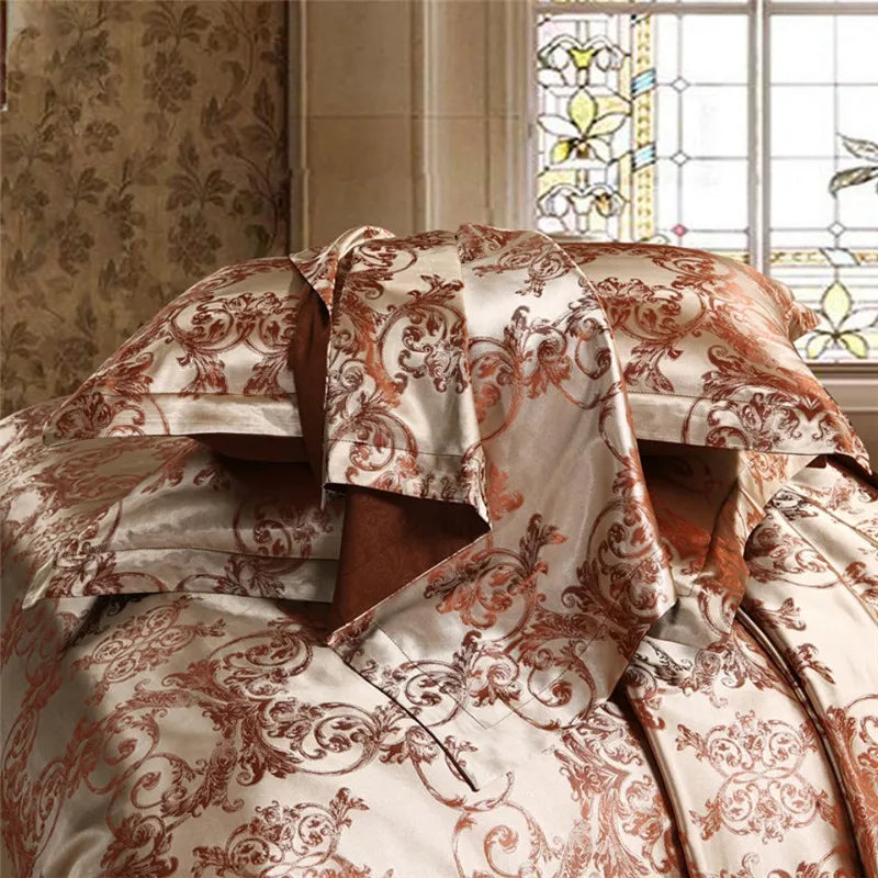 Claroom Jacquard Bedding Set Queen King Size Duvet Cover Bed set Quilt High Quality Luxury Gold Colour 2/3pcs Comforter